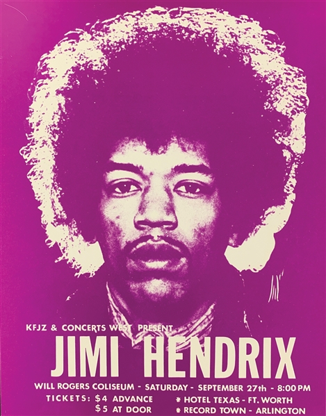 Jimi Hendrix Vintage Original Concert Handbill :: September 27, 1970 @ Will Rogers Coliseum, Fort Worth, TX