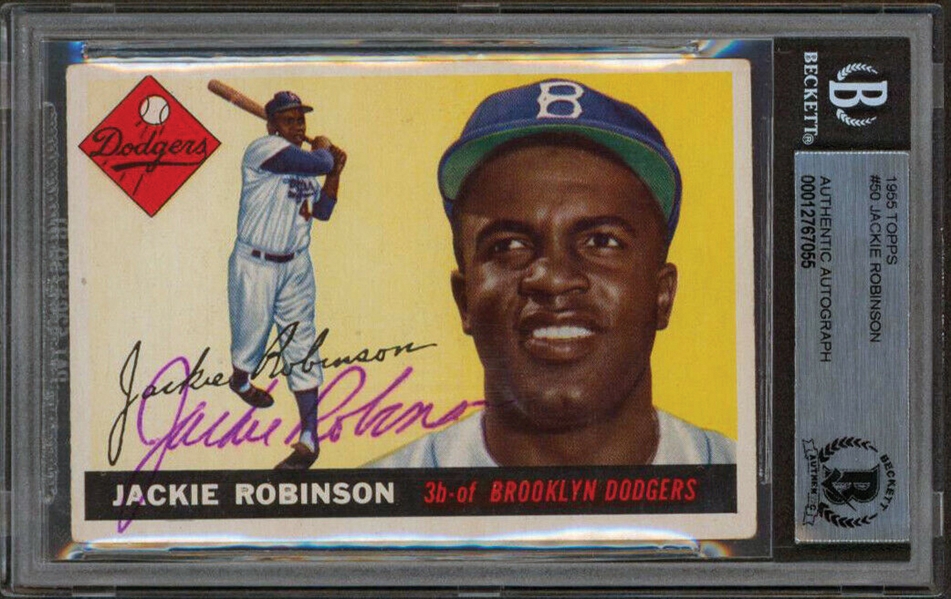 Jackie Robinson Signed 1955 Topps #50 Trading Card (Beckett/BAS Encapsulated)