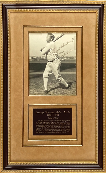 Babe Ruth Signed Photo Framed (PSA Authentication) 