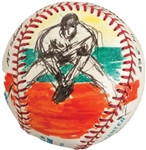 Derek Jeter Original Baseball Artwork by LeRoy Neiman (2000) (Beckett/BAS Guaranteed) 