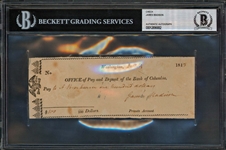 President James Madison Handwritten & Signed Bank Check as President! (Beckett/BAS Encapsulated)