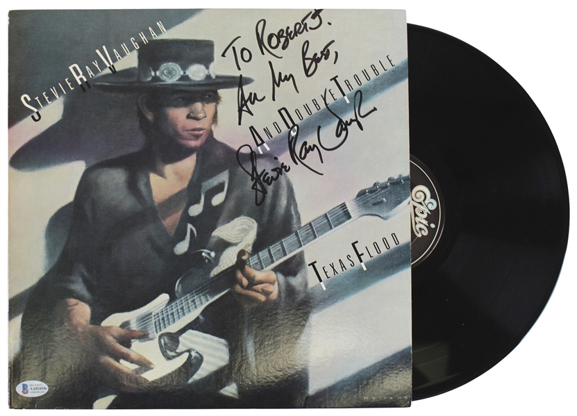 Stevie Ray Vaughan Signed & Inscribed "Texas Flood" Album Cover (Beckett/BAS LOA)