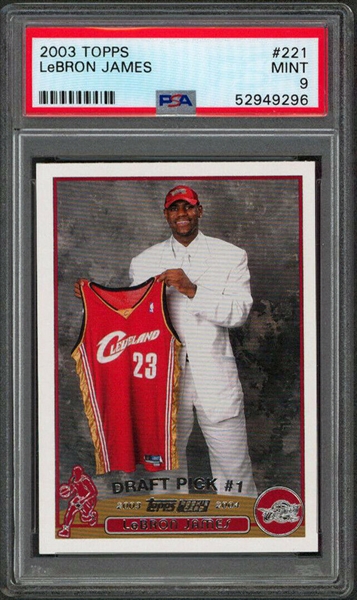 LeBron James 2003 Topps #221 Rookie Card - PSA MINT 9