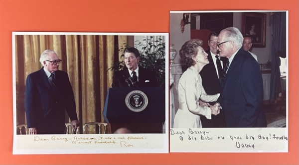Lot of Two (2): Ronald & Nancy Reagan signed Color Photos with Barry Goldwater (Beckett/BAS Guaranteed)