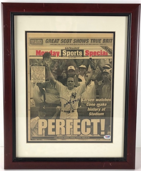 David Cone Signed & Framed New York Post Newspaper from July 19,1999 (PSA/DNA) 