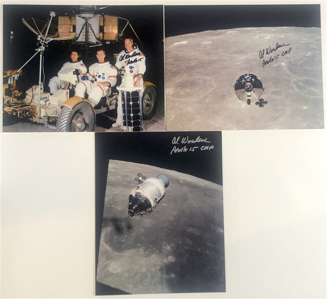 Apollo 15: Al Worden Lot (3) Signed 10” x 8” Photos (Beckett/BAS Guaranteed)