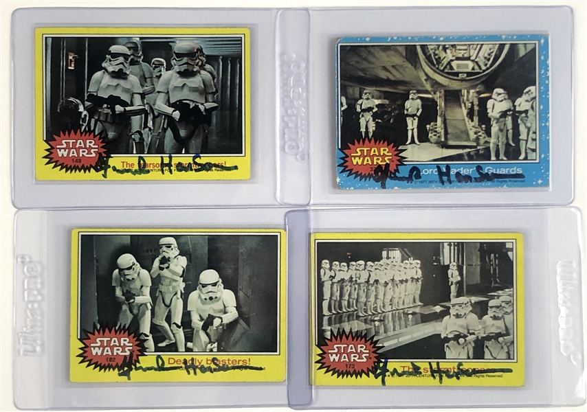 Star Wars: Frank Henson “Stormtrooper” Lot (4) Signed 1977 Star Wars Cards (Beckett/BAS Guaranteed) 