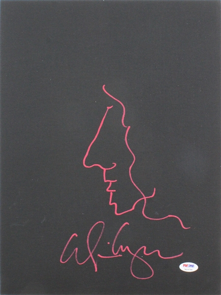 Alice Cooper In-Person Signed 12" x 16" Canvas Board with Hand Drawn Self-Portrait Sketch (PSA/DNA)