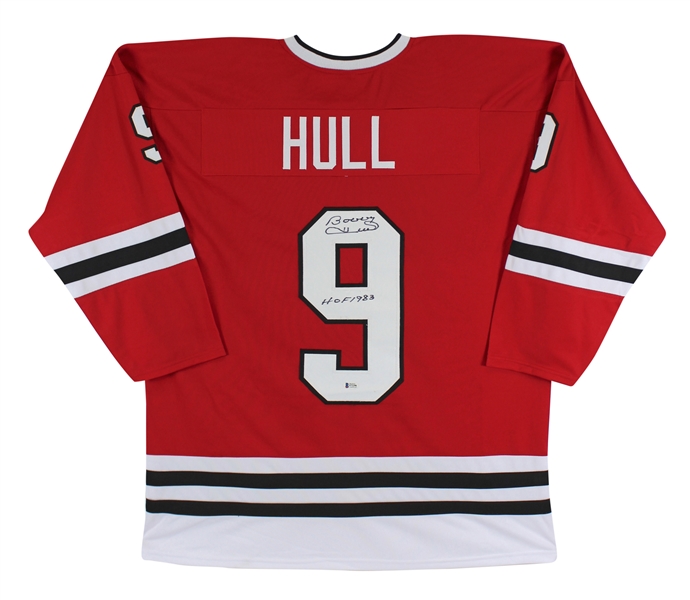 Bobby Hull "HOF 1983" Authentic Signed Red Pro Style Jersey Autographed (Beckett COA)