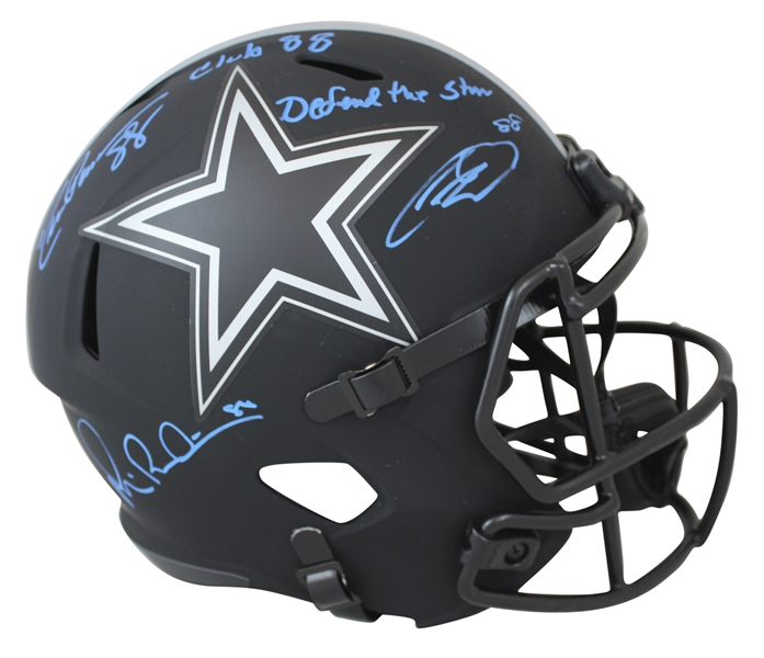 Cowboys Irvin, Pearson & Lamb Signed Eclipse F/S Speed Rep Helmet (Beckett COA) Blue Sig