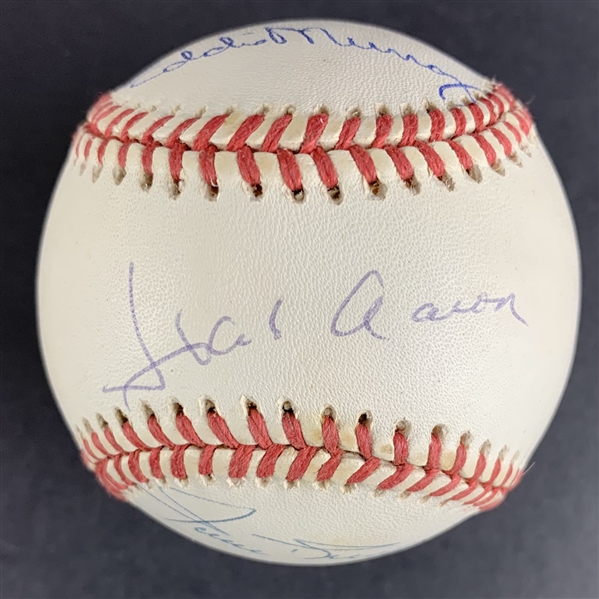 500 Home Run & 3,000 Hit Club Legends Signed Baseball with Hank Aaron, Willie Mays & Eddie Murray (JSA LOA)