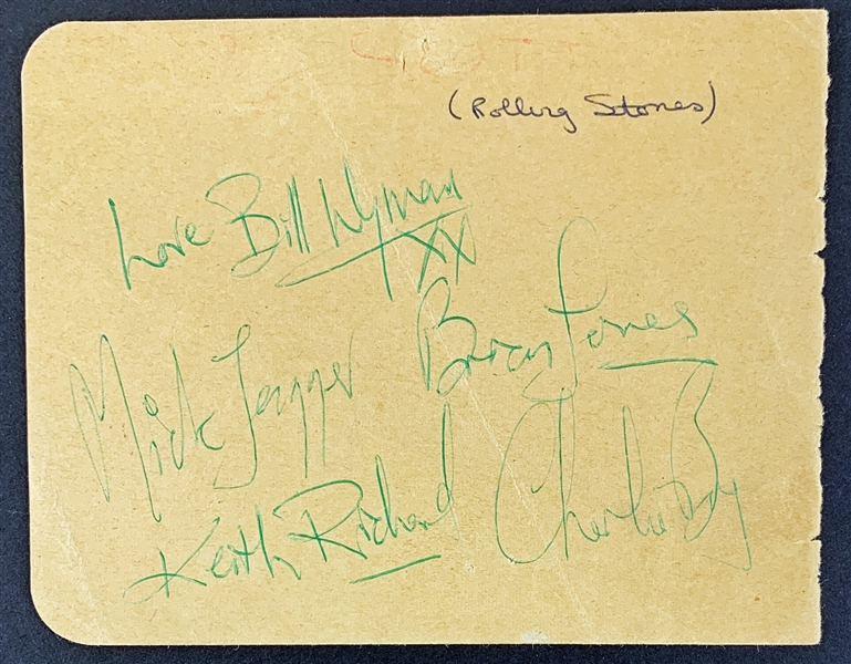 The Rolling Stones 1964 Vintage Signed Album Page with All 5 Original Members incl. Brian Jones! (Tracks UK LOA)