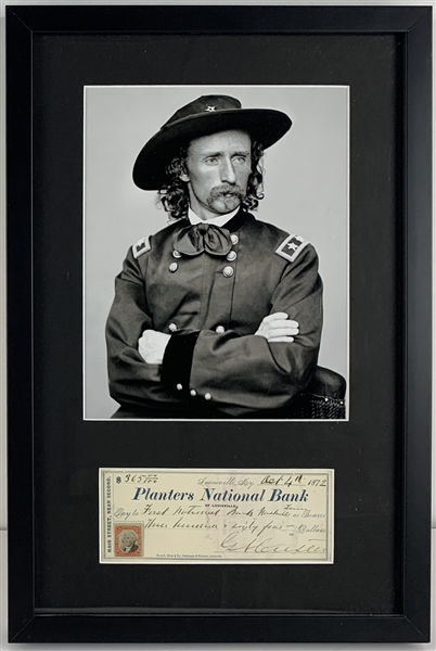 General George Custer RARE Handwritten & Signed Bank Check (Beckett/BAS Guaranteed)
