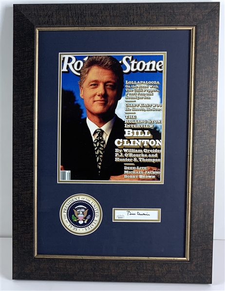 President Bill Clinton Signed Cut in Custom Presidential Framed Display (JSA COA)