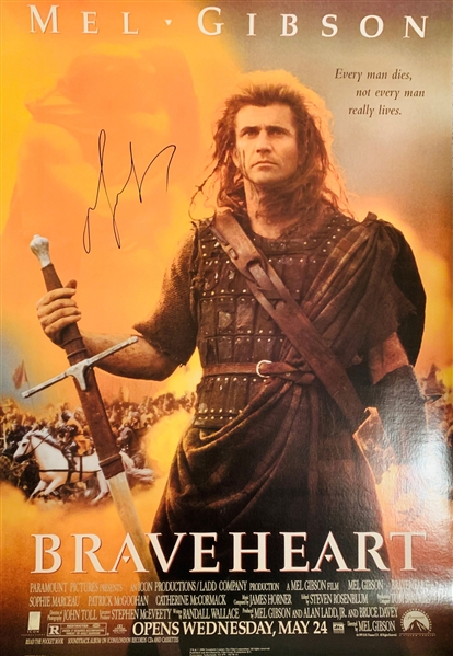 Mel Gibson Signed 27" x 40" Full Size Poster for "Braveheart" (JSA LOA)