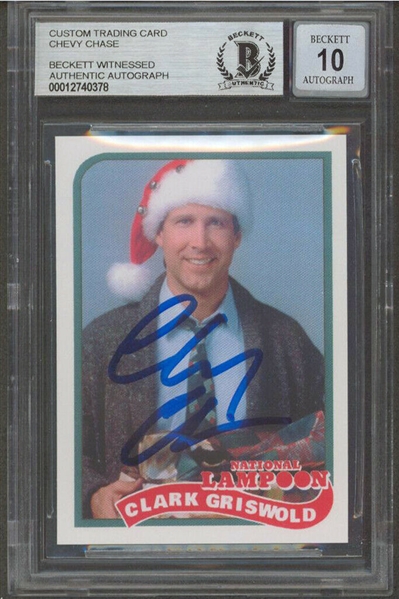 Chevy Chase Signed "Christmas Vacation" Custom Trading Card with GEM MINT 10 Auto (Beckett/BAS Guaranteed)