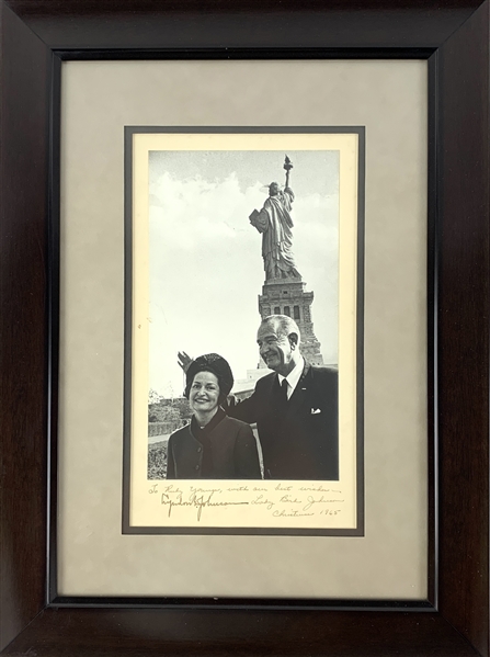 President Lyndon Johnson & Lady Bird Johnson Dual Signed & Inscribed Photo in Framed Display (PSA/DNA ALOA)(Beckett/BAS Guaranteed)