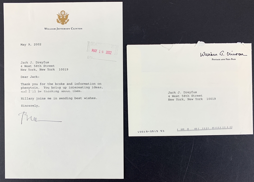 Bill Clinton Typed Signed Letter to Jack Dreyfus RE: Dilantin (Beckett/BAS Guaranteed)