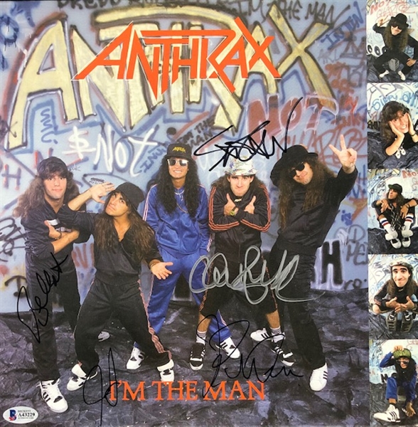 Anthrax Group Signed "Im The Man" Album Cover (Beckett/BAS Guaranteed)