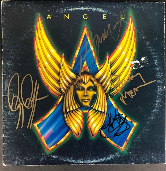 ANGEL: Greg Giuffria, Punky Meadows, Barry Brandt, and Frank DiMino Signed "Angel" Album Cover (Beckett/BAS Guaranteed)