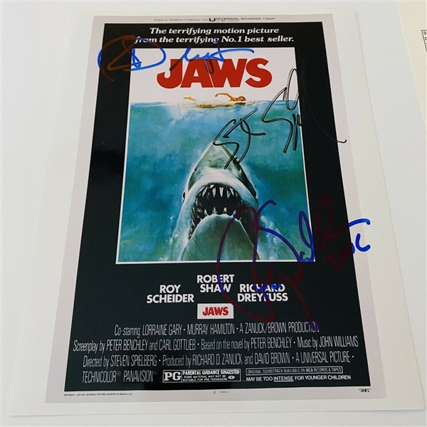 JAWS: Roy Scheider, Steven Spielberg, Richard Dreyfuss Signed 8" x 10" Photo (JSA)