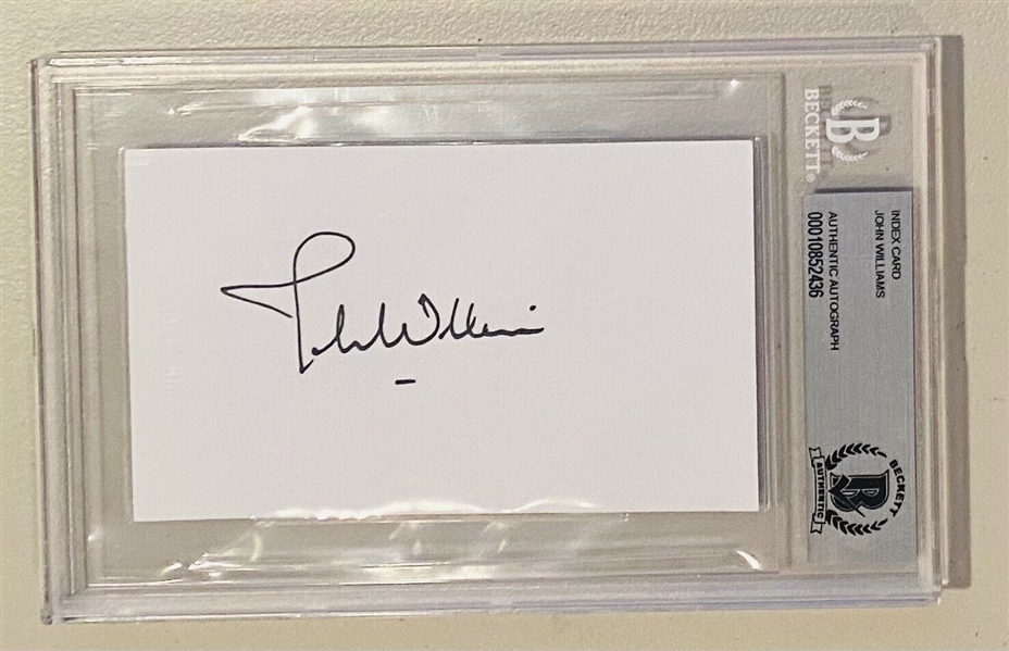John Williams Signed 3" x 5" Card (Beckett/BAS Encapsulated)