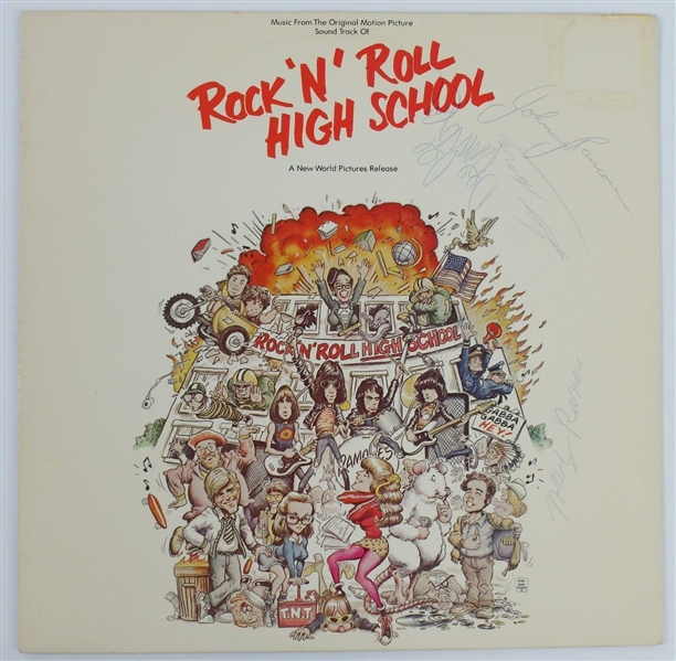 RAMONES: Group Signed "Rock N Roll High School" Album (JSA) 