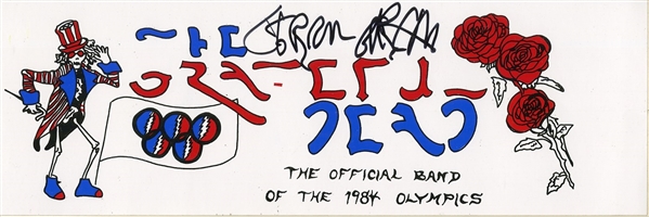 Jerry Garcia Signed Olympic 84 Bumper Sticker (Beckett/BAS Guaranteed)