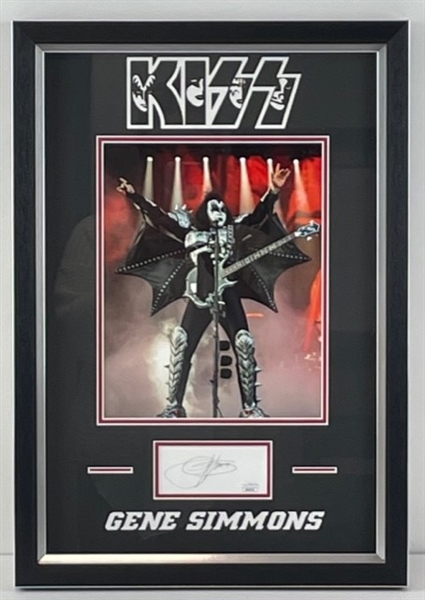 Gene Simmons Signed Cut matted and framed in a 14" x 20" Display (JSA)