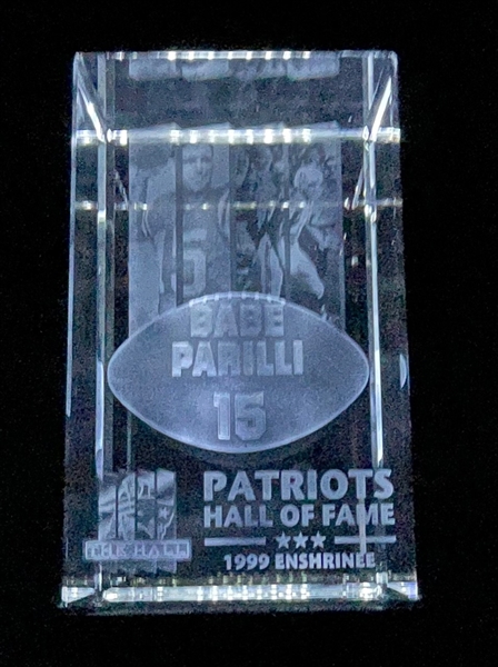 Vito "Babe" Parilli One-of-a-Kind Patriots Hall of Fame Trophy  