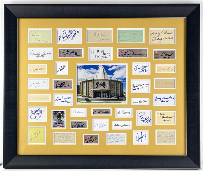 Football Hall of Famers Custom Framed Autograph Display with 38 Autographs Incl. Staubach, Dickerson, Butkus, etc. (Beckett/BAS Guaranteed)