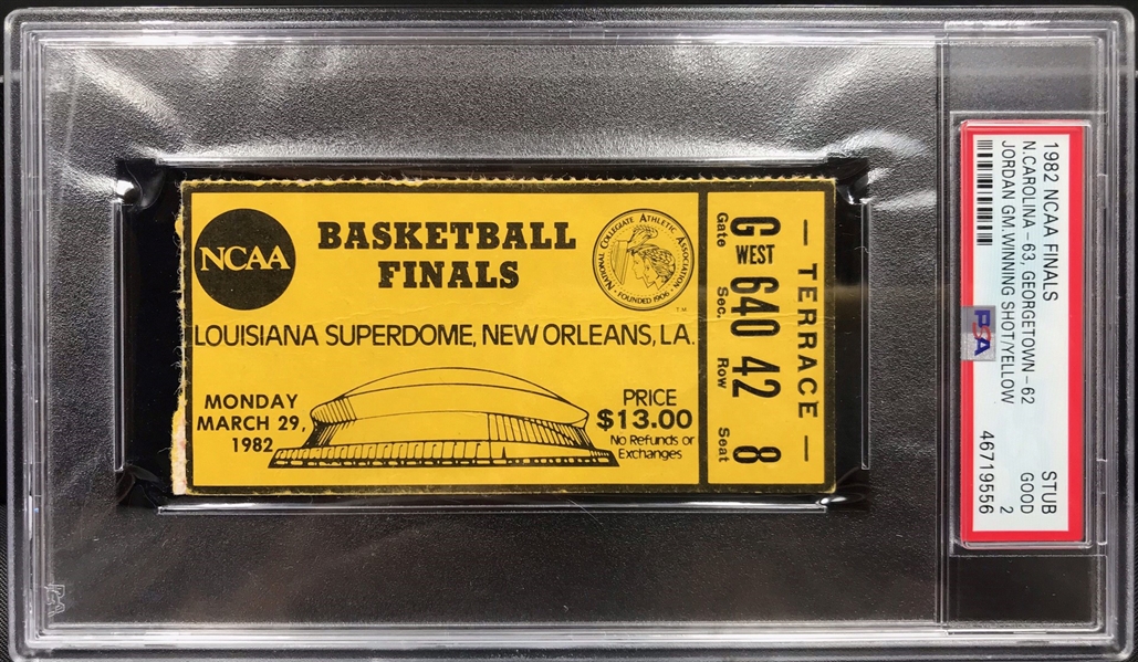 Michael Jordans UNC "The Shot" - Original Ticket Stub from 1982 NCAA Finals :: 3-29-1982, UNC vs. Georgetown (PSA/DNA)
