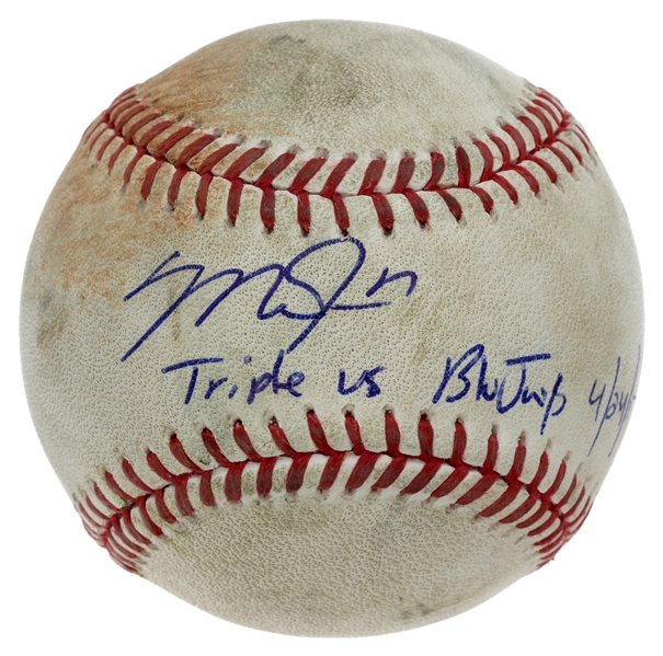 Mike Trout Game Used Actual Hit for a Triple Signed & Inscribed ROML Manfred Baseball (MLB JB823401) (Beckett/BAS Guaranteed) 