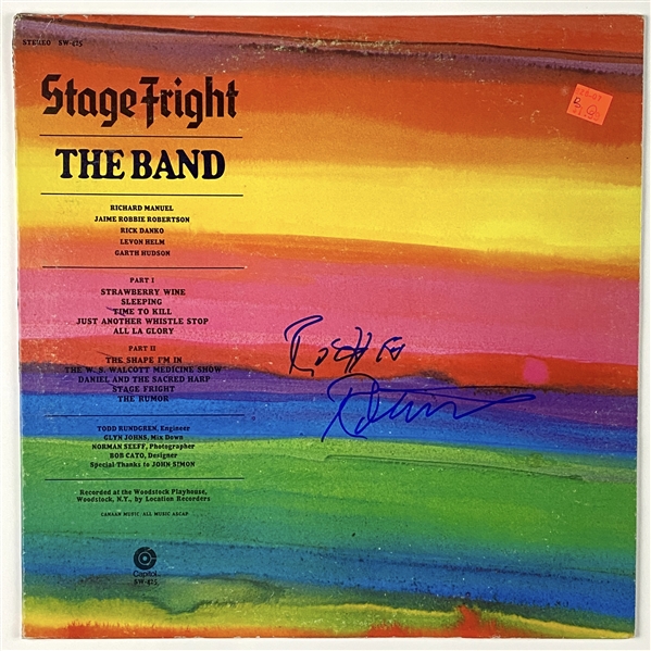 The Band: Robbie Robertson “Stage Fright” In-Person Signed Record Album (John Brennan Collection) (BAS Guaranteed)