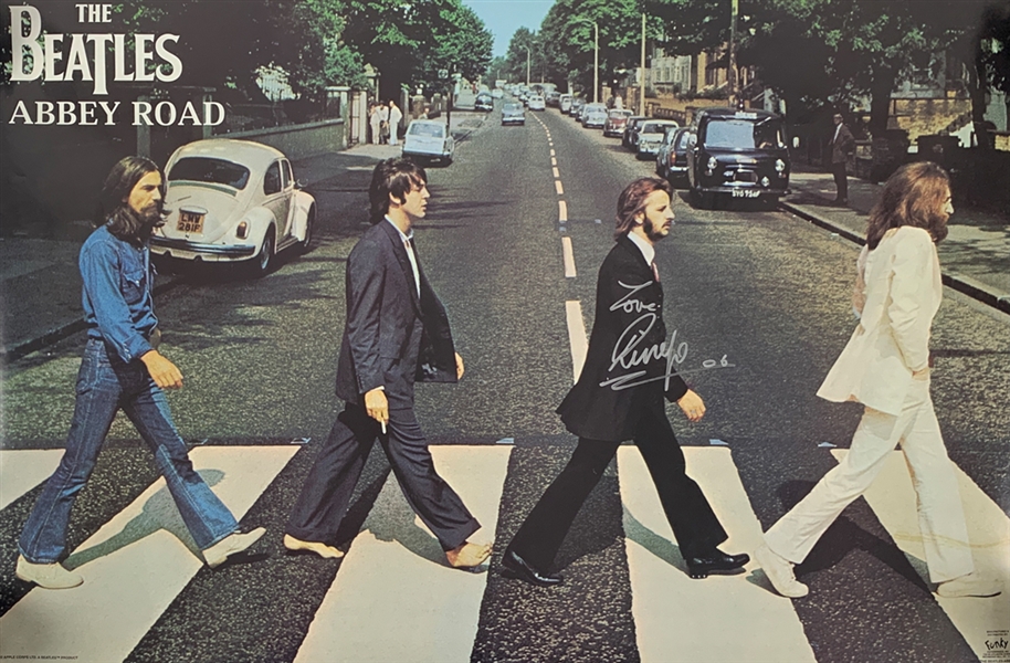 The Beatles: Ringo Starr Superbly Signed 34" x 23" Abbey Road Poster with Original Mailing Tube from Ringo (Beckett/BAS)