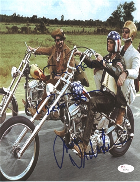 Easy Rider Cast Signed 8" x 10" Color Photograph with Nicholson, Fonda & Hopper! (JSA)