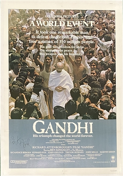 Ben Kingsley Signed 27" x 40" Gandhi Movie Poster (BAS Guaranteed)