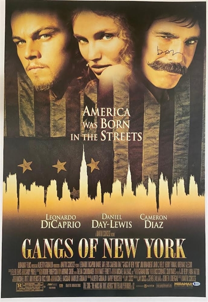Daniel Day Lewis Signed 27" x 40" Gangs of New York Poster (BAS LOA)