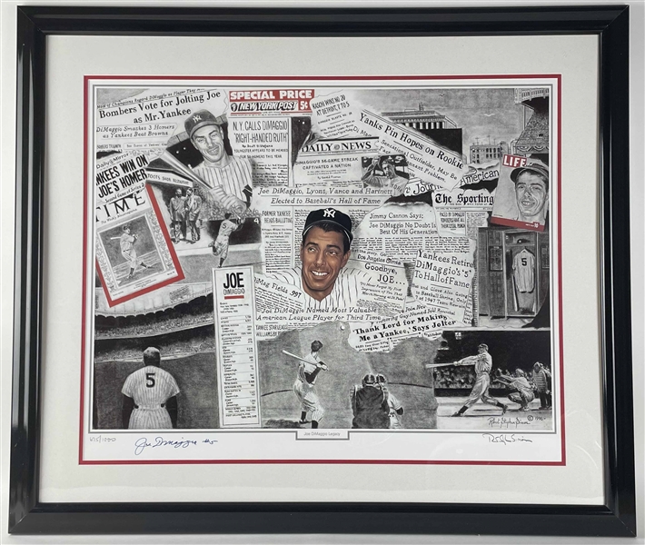 Joe DiMaggio Signed Lithograph in Custom Framing (PSA LOA)