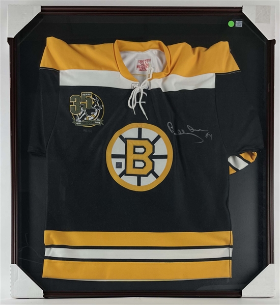 Limited Edition Bobby Orr Signed Bruins Jersey in Custom Framed Display (PSA/DNA)