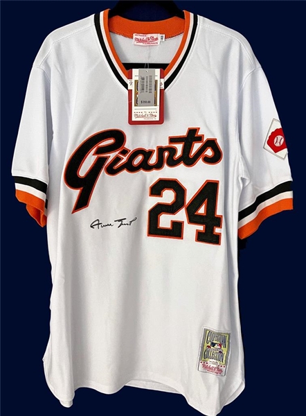 Willie Mays Autographed Mitchell & Ness Giants Jersey Signed On The Body! (JSA)