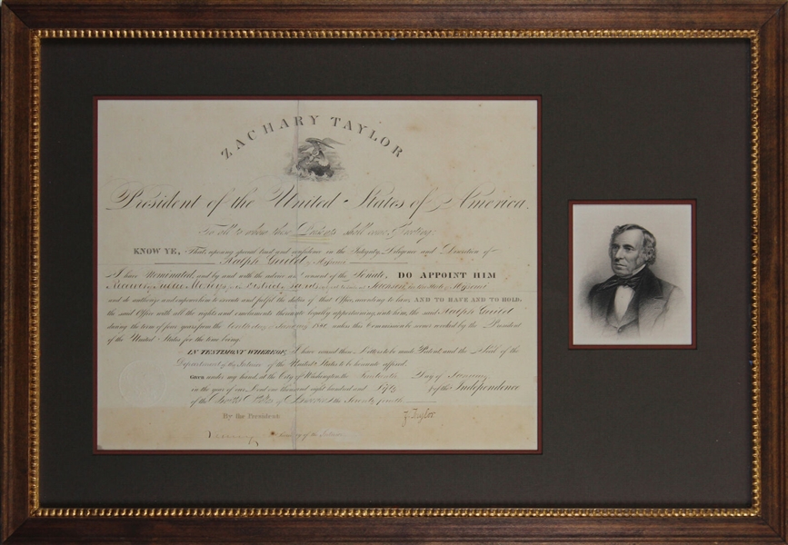 Zachary Taylor Signed 1850 Presidential Appointment in Framed Display (Beckett/BAS LOA)