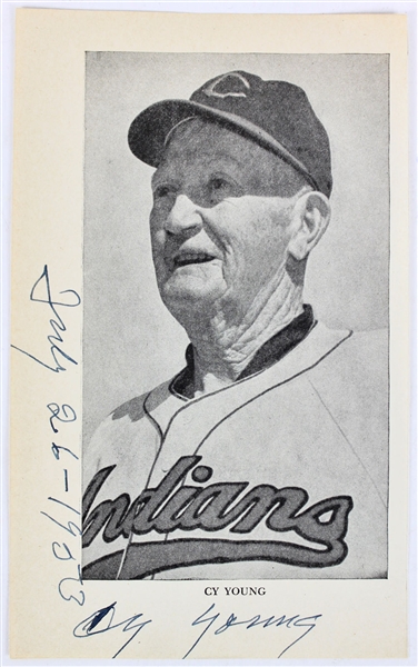 Cy Young Signed B&W 5.5" x 8.5" Photograph c. 1953 (PSA/DNA)
