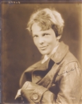 Amelia Earhart Remarkable Signed 8" x 10" Vintage Portrait Photograph - One of the Finest in Existence! (JSA)