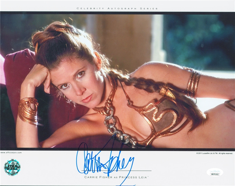 Star Wars: Carrie Fisher Signed 11" x 14" Official Pix Photo as Slave Leia! (JSA LOA)