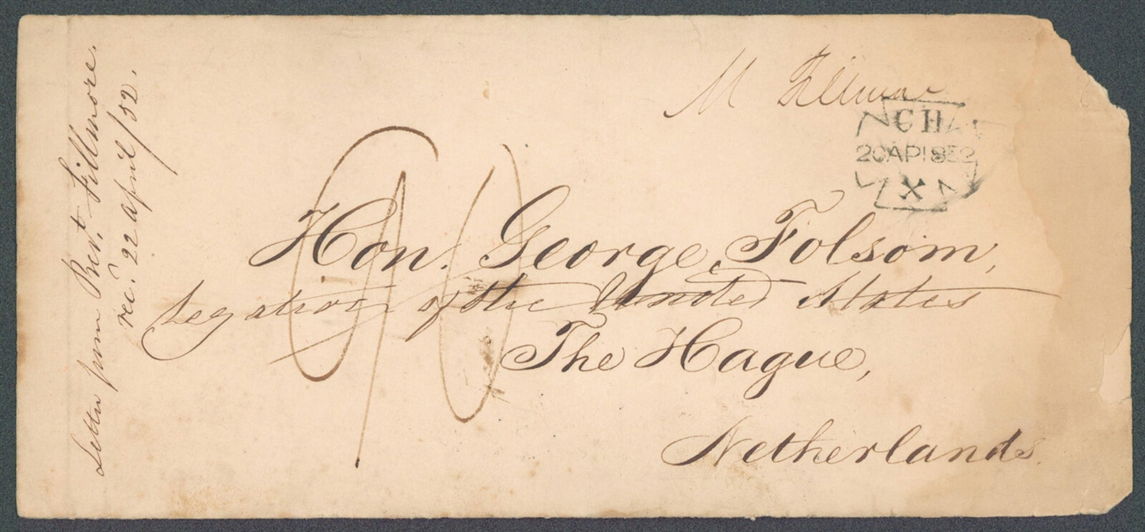 President Millard Fillmore 1852 Free Frank Signed Envelope Panel (JSA)