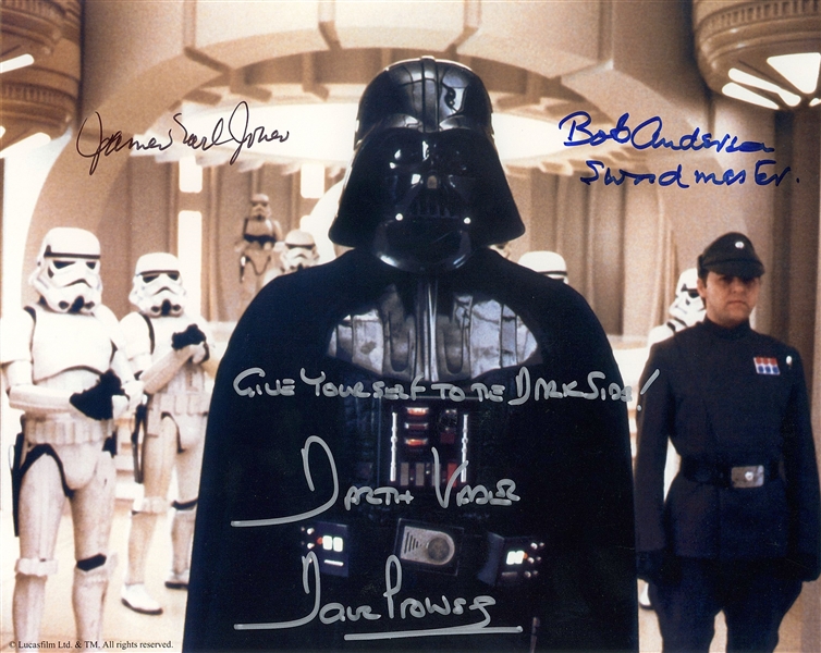 Star Wars: Darth Vader Multi-Signed Prowse, Jones & Anderson 10” x 8” Photo from The Original Trilogy (Beckett/BAS Guaranteed)