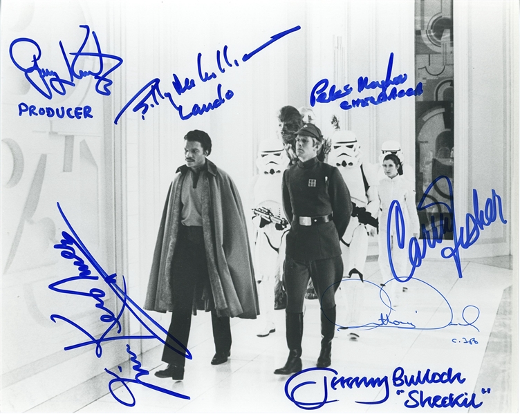 Star Wars: Fisher, Mayhew, Kurtz, Kershner, Ect. Significantly-Signed” 10” x 8” Signed Photo from “Cloud City” in “The Empire Strikes Back” (7 Sigs) (Beckett/BAS Guaranteed) 