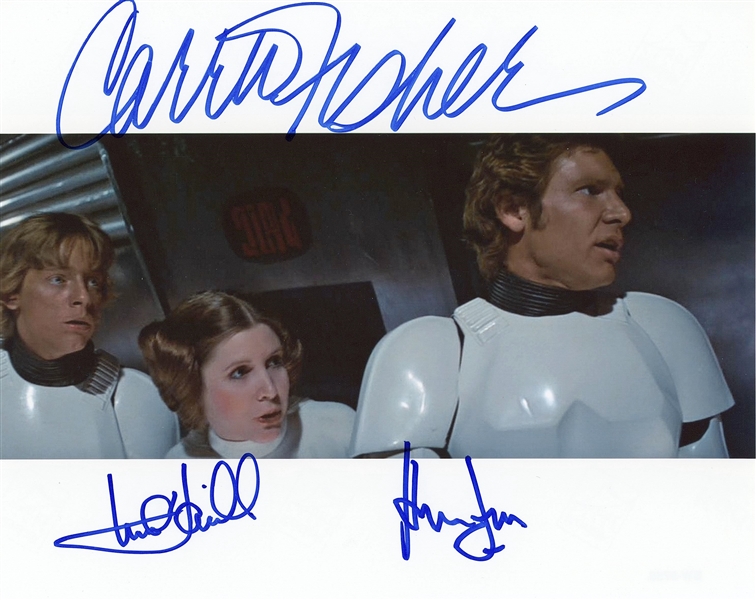 Star Wars: Hamill, Fisher, & Ford Signed” 10” x 8” Signed Photo from “A New Hope” (Beckett/BAS Guaranteed) 