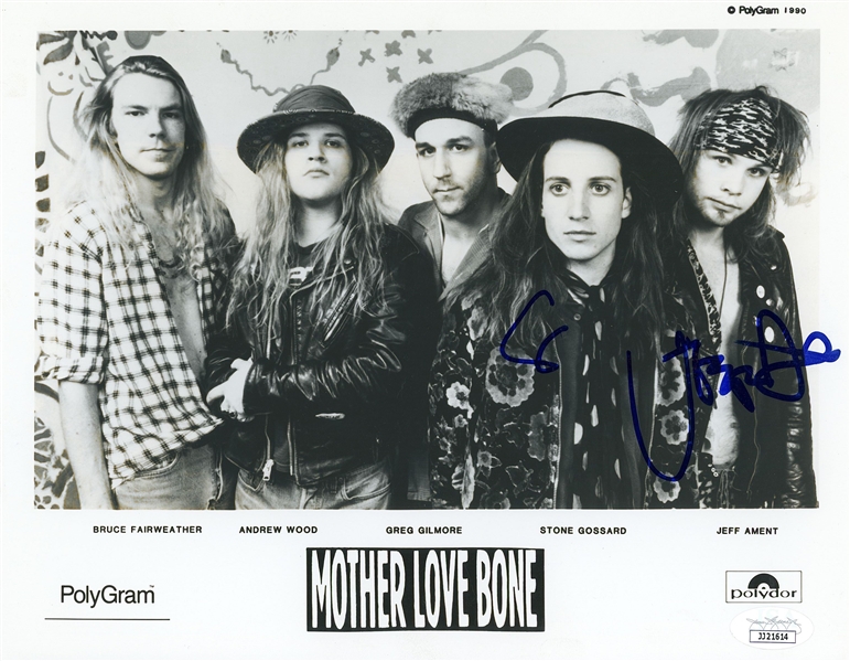 Pearl Jam-Related Mother Love Bone: Gossard & Ament In-Person Dual-Signed Photo (2 Sigs) (John Brennan Collection) (JSA Authentication)